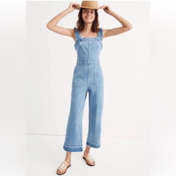 Madewell Denim Ruffle Jumper _size 00 - Picture 2 of 10